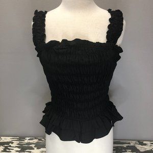 glam Black Smocked Tiered Top